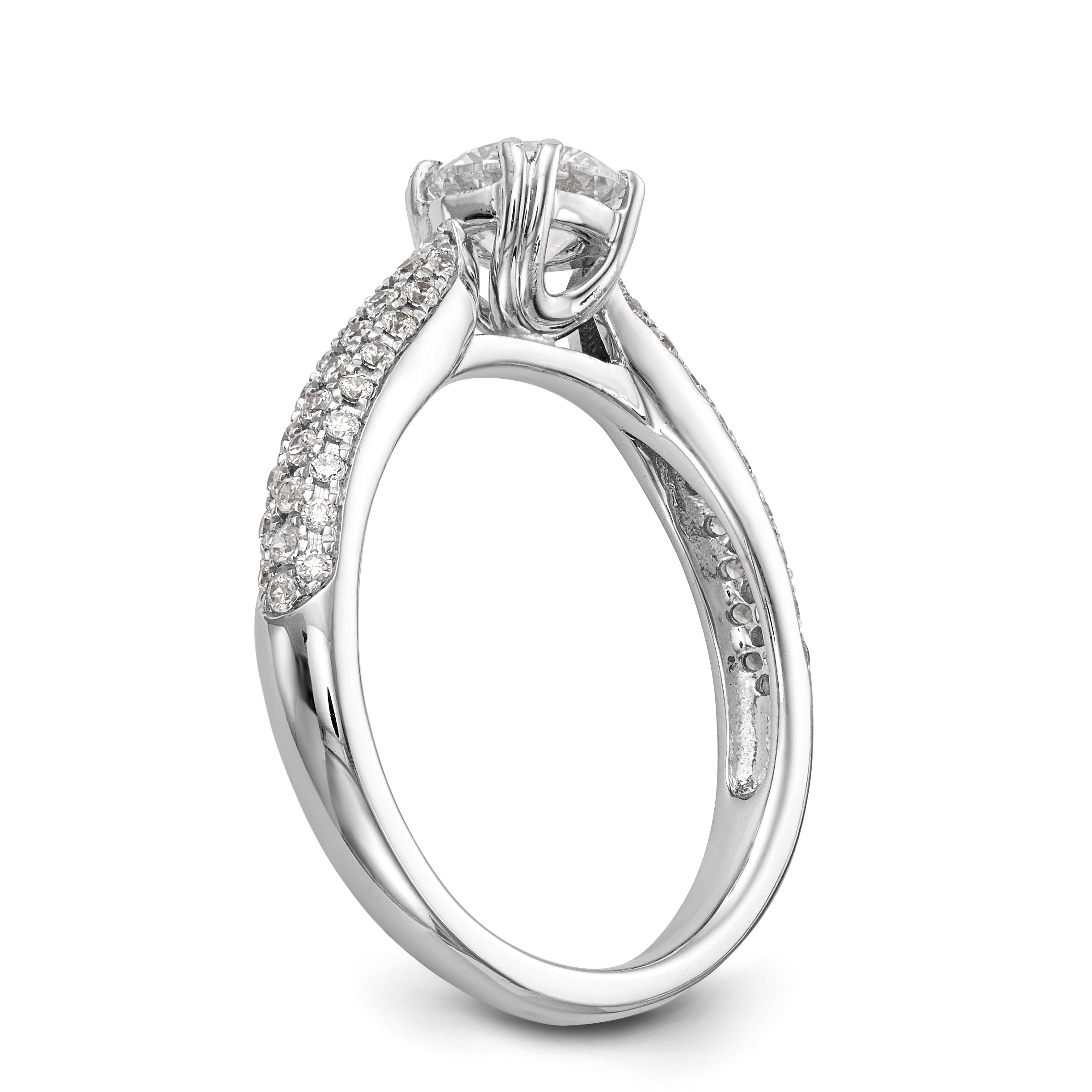 14K White Gold Diamond Peg Set Engagement Ring