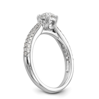 14K White Gold Diamond Peg Set Engagement Ring