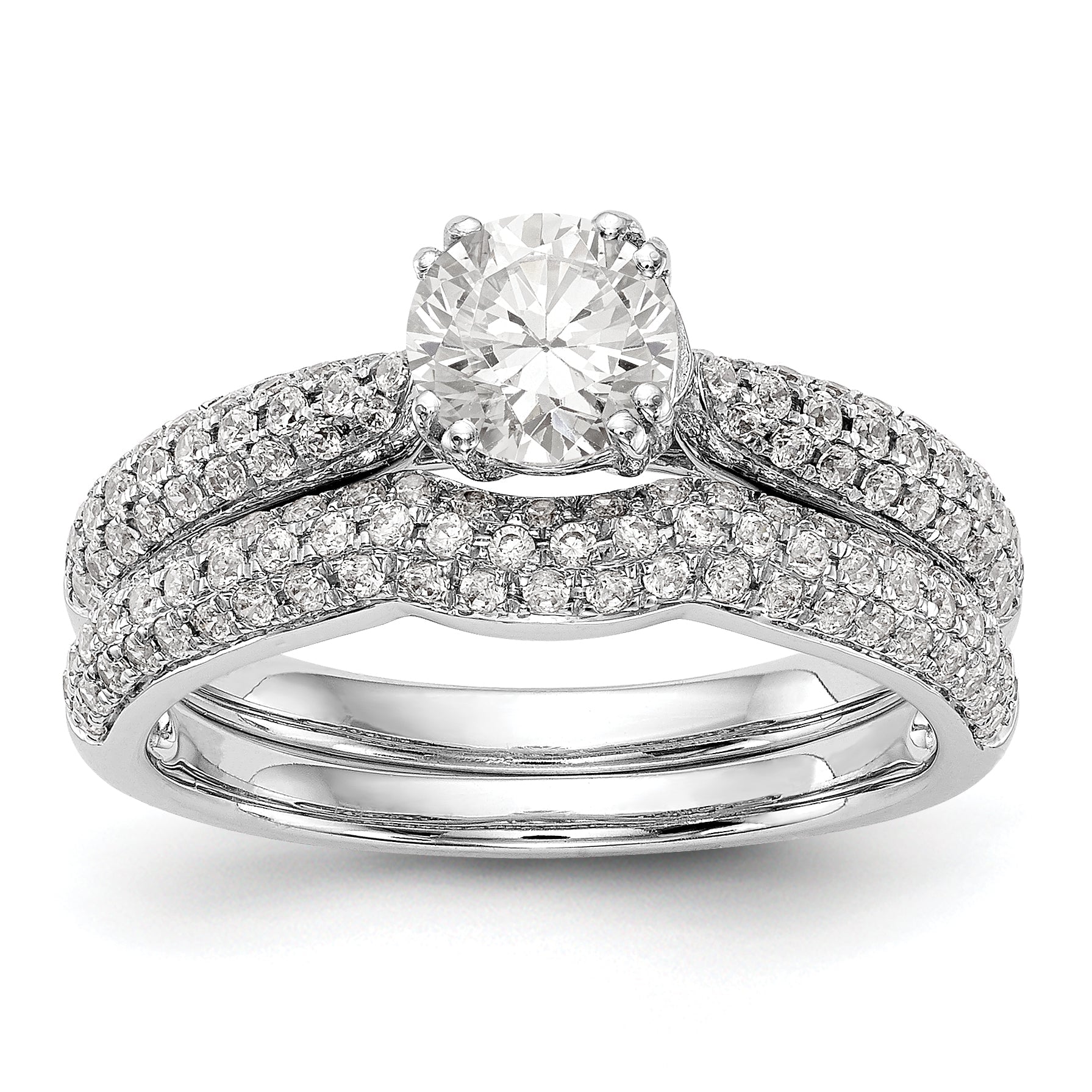 14K White Gold Diamond Peg Set Engagement Ring