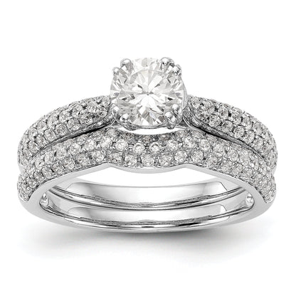 14K White Gold Diamond Peg Set Engagement Ring