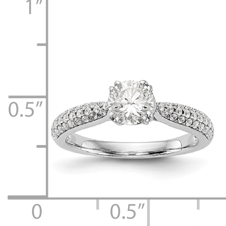 14K White Gold Diamond Peg Set Engagement Ring