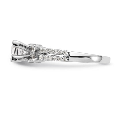 14K White Gold Diamond Peg Set Engagement Ring
