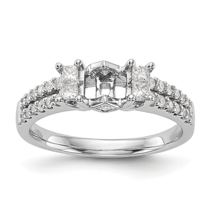 14K White Gold Diamond Peg Set Engagement Ring