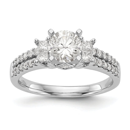 14K White Gold Diamond Peg Set Engagement Ring