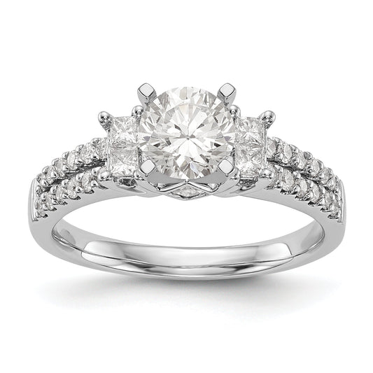 14K White Gold Diamond Peg Set Engagement Ring