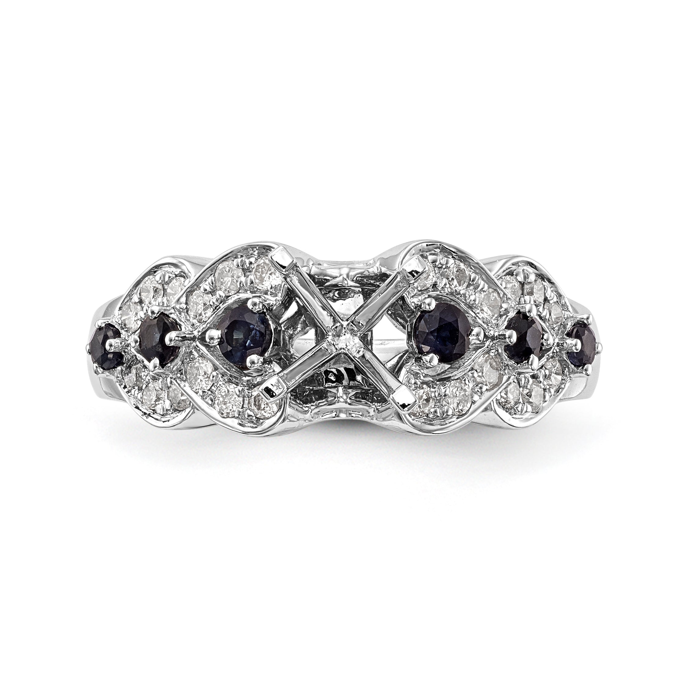 14K White Gold Diamond and Sapphire CZ Engagement Ring