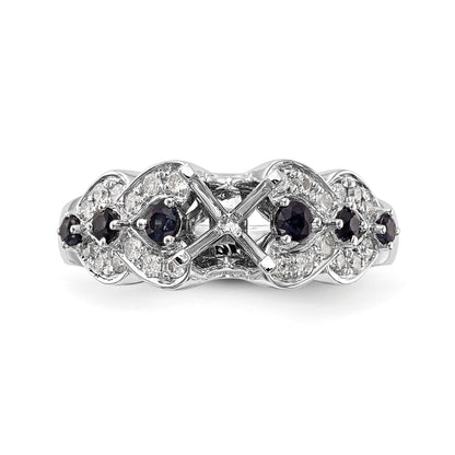 14K White Gold Diamond and Sapphire CZ Engagement Ring