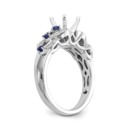 14K White Gold Diamond and Sapphire CZ Engagement Ring