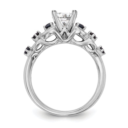 14K White Gold Diamond and Sapphire CZ Engagement Ring