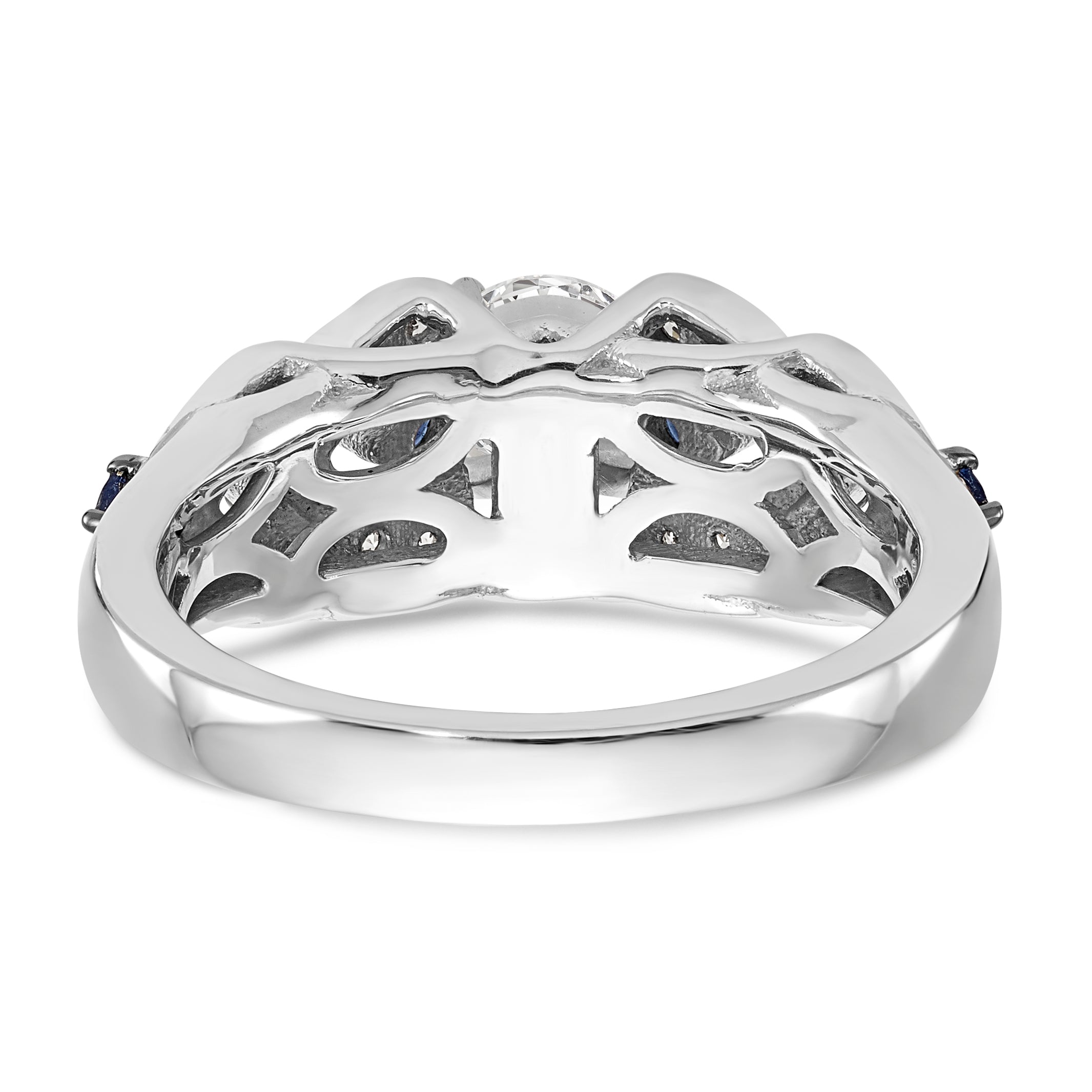 14K White Gold Diamond and Sapphire CZ Engagement Ring