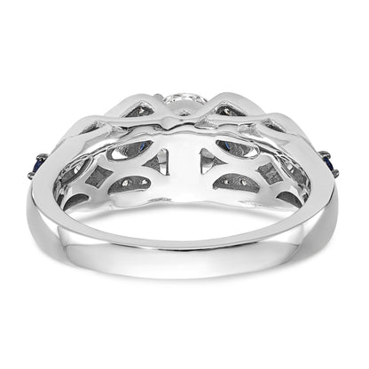14K White Gold Diamond and Sapphire CZ Engagement Ring