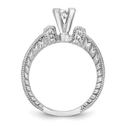 14K White Gold Diamond Peg Set Engagement Ring