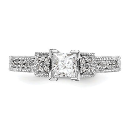14K White Gold Diamond Peg Set Engagement Ring