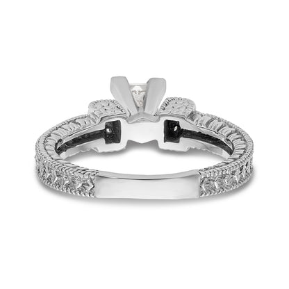 14K White Gold Diamond Peg Set Engagement Ring