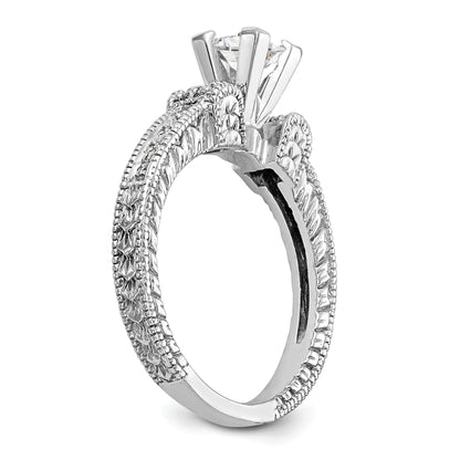 14K White Gold Diamond Peg Set Engagement Ring