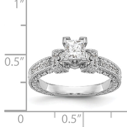 14K White Gold Diamond Peg Set Engagement Ring