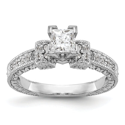 14K White Gold Diamond Peg Set Engagement Ring