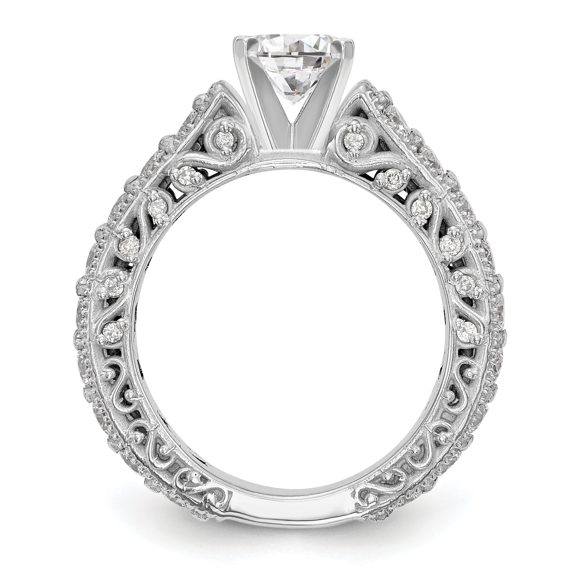14K White Gold Diamond Peg Set Engagement Ring