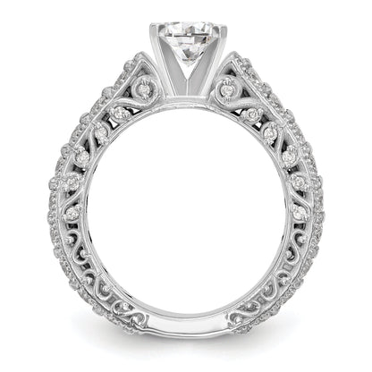 14K White Gold Diamond Peg Set Engagement Ring