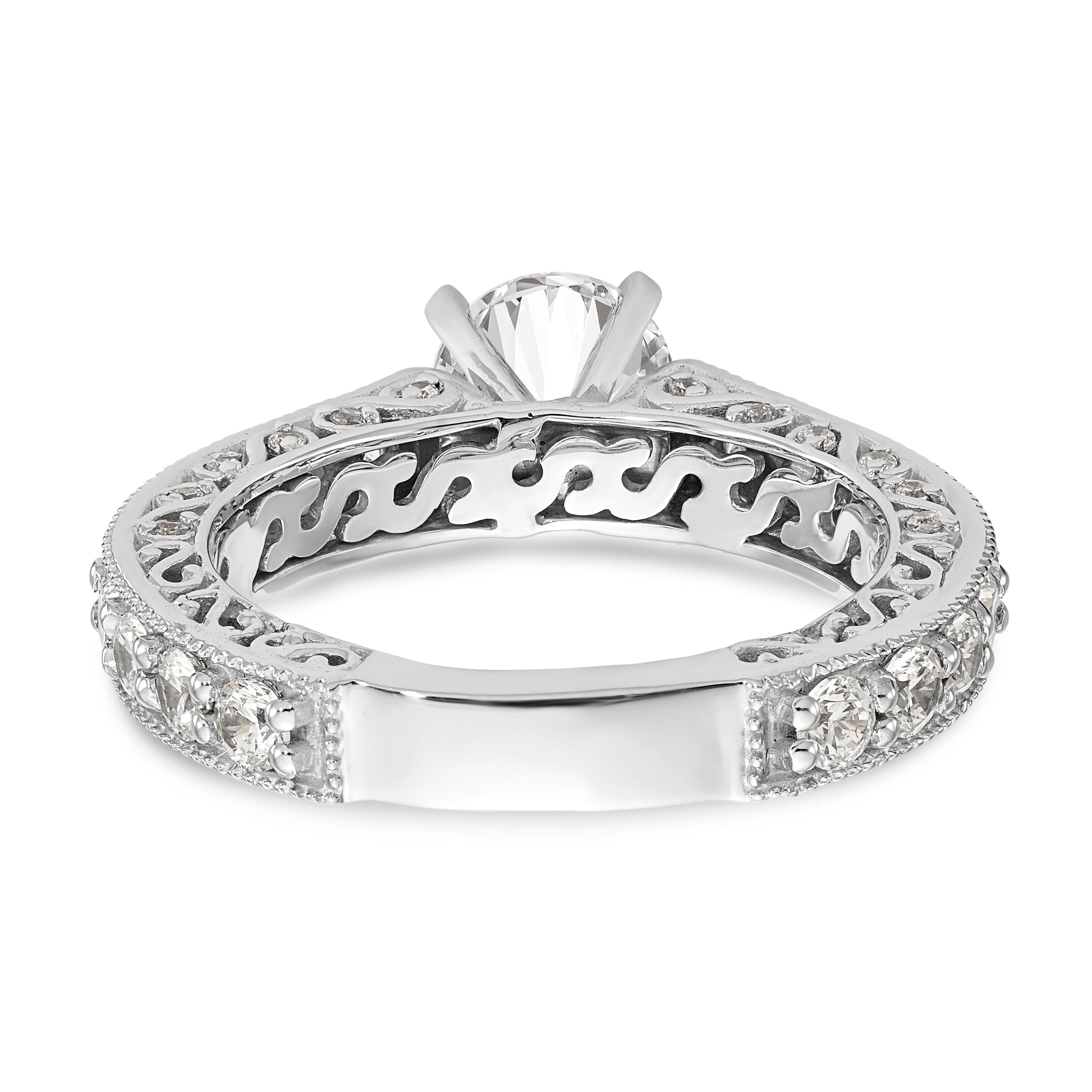 14K White Gold Diamond Peg Set Engagement Ring