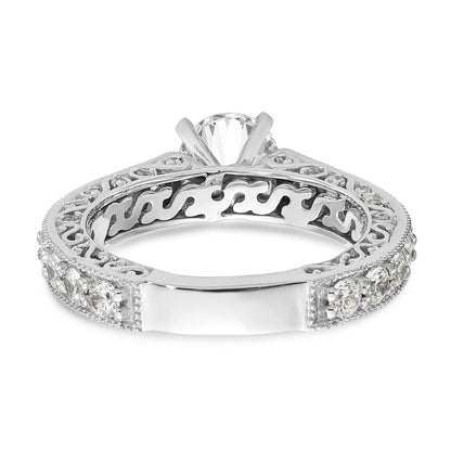 14K White Gold Diamond Peg Set Engagement Ring