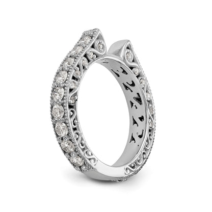 14K White Gold Diamond Peg Set Engagement Ring