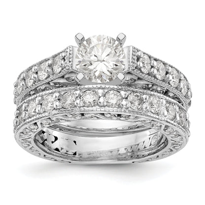 14K White Gold Diamond Peg Set Engagement Ring