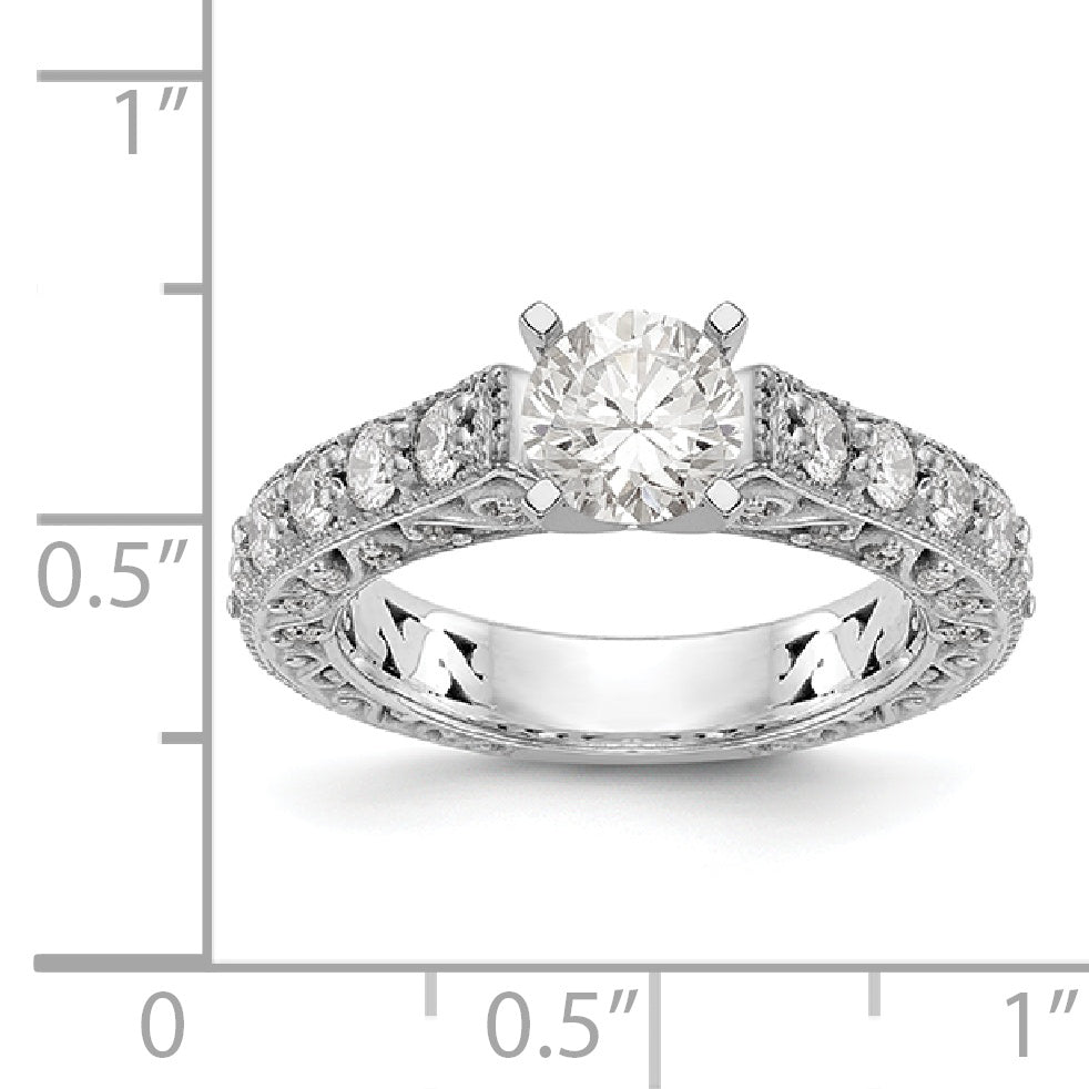 14K White Gold Diamond Peg Set Engagement Ring