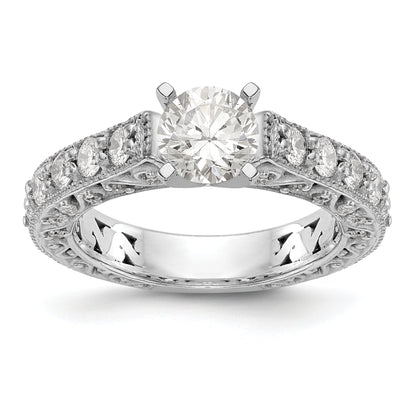 14K White Gold Diamond Peg Set Engagement Ring