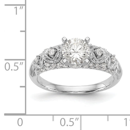 14K White Gold Diamond Peg Set Engagement Ring