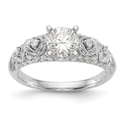 14K White Gold Diamond Peg Set Engagement Ring