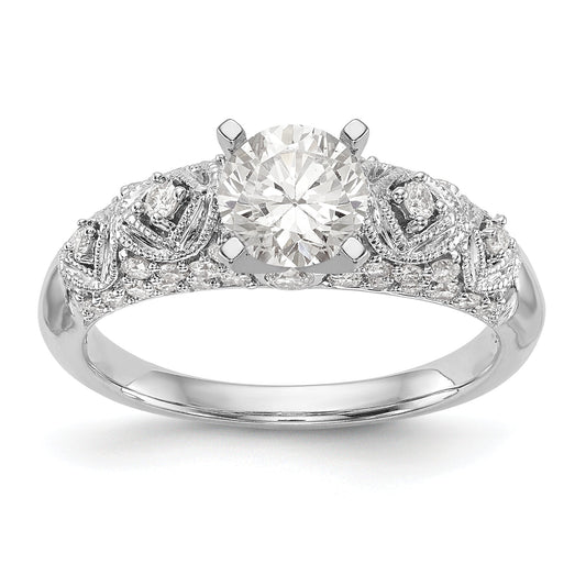 14K White Gold Diamond Peg Set Engagement Ring