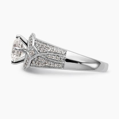 14K White Gold Diamond 4 Prong Round CZ Engagement Ring