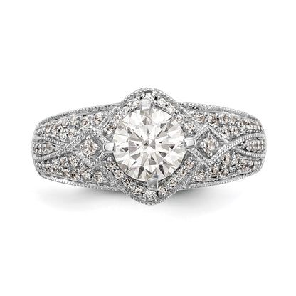 14K White Gold Diamond 4 Prong Round CZ Engagement Ring