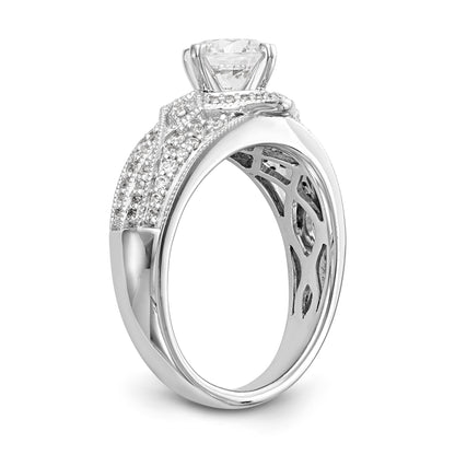 14K White Gold Diamond 4 Prong Round CZ Engagement Ring
