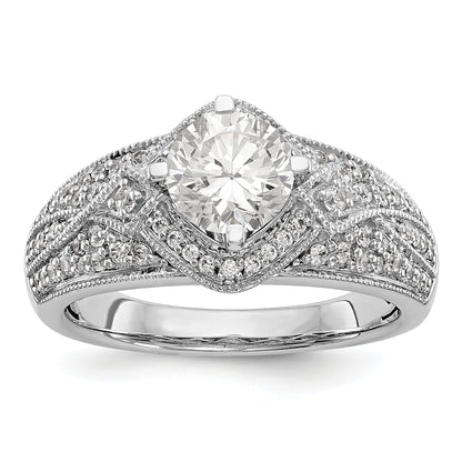 14K White Gold Diamond 4 Prong Round CZ Engagement Ring