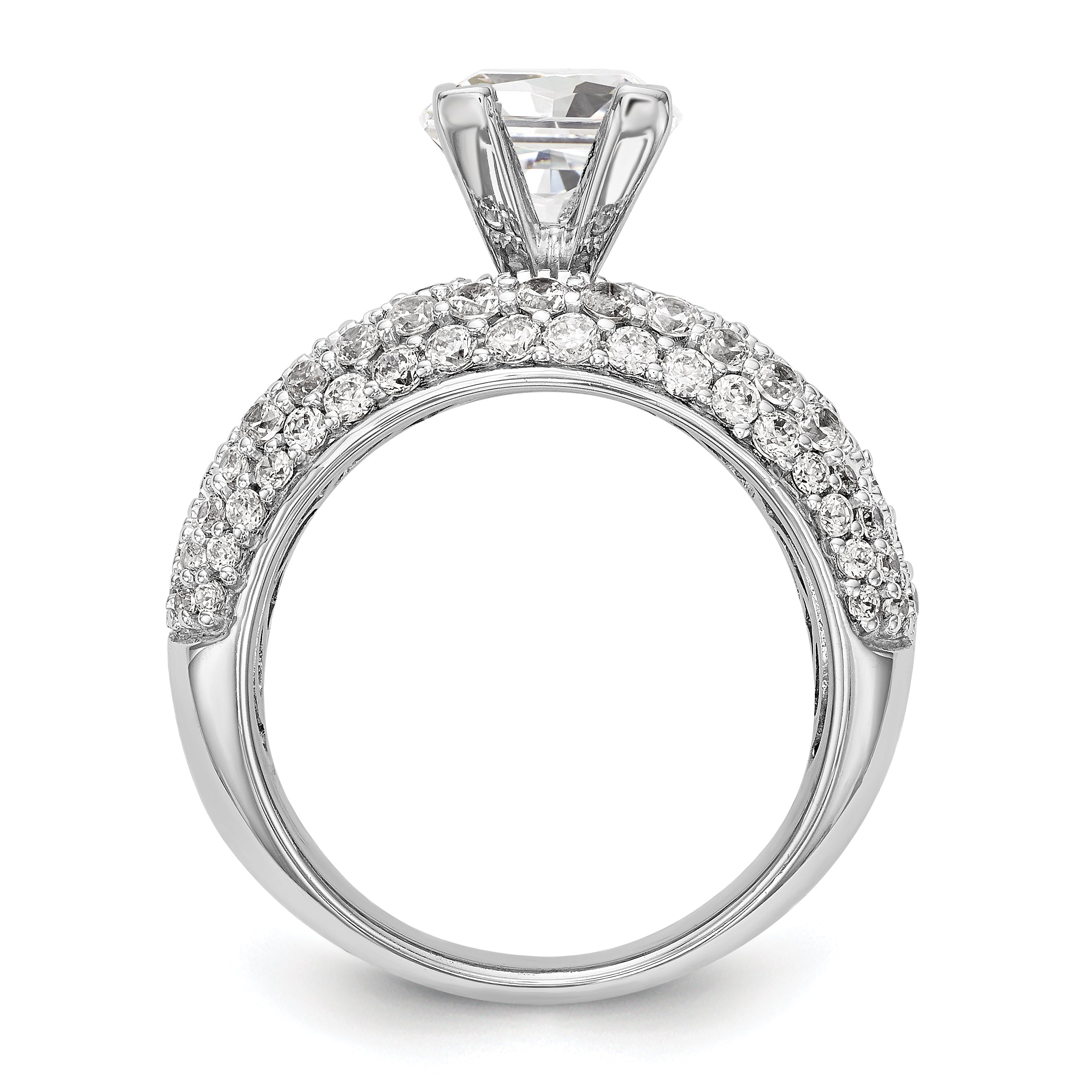 14K White Gold Diamond Peg Set Engagement Ring