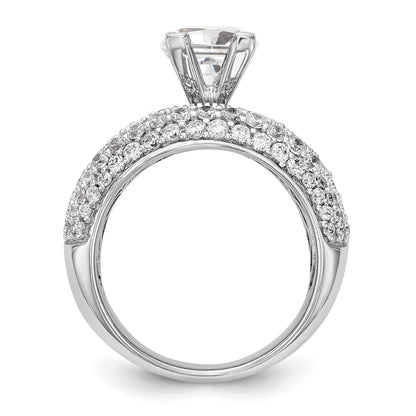14K White Gold Diamond Peg Set Engagement Ring