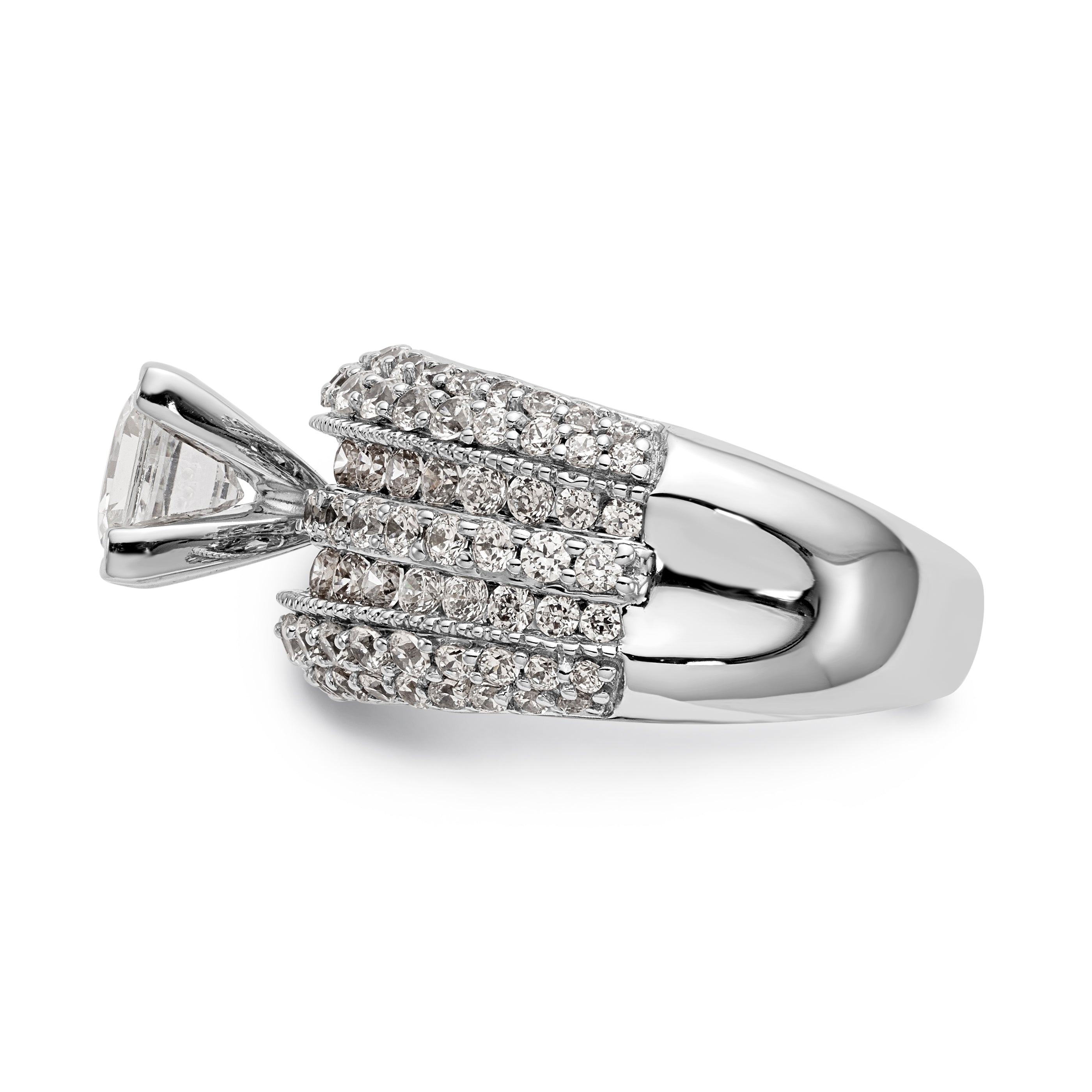 14K White Gold Diamond Peg Set Engagement Ring