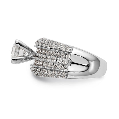 14K White Gold Diamond Peg Set Engagement Ring