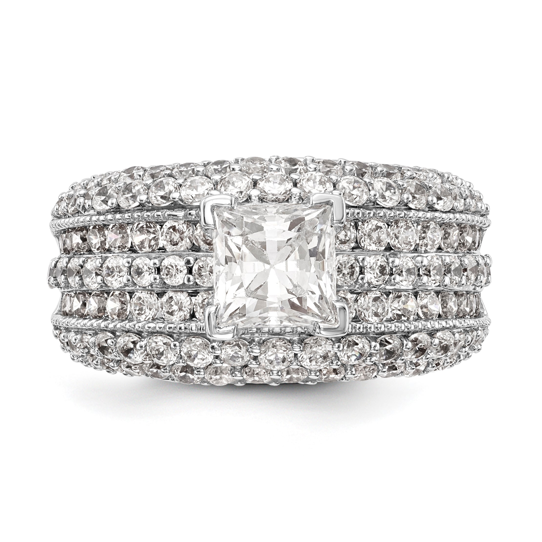 14K White Gold Diamond Peg Set Engagement Ring