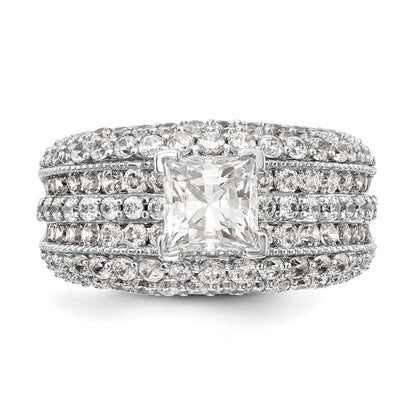 14K White Gold Diamond Peg Set Engagement Ring