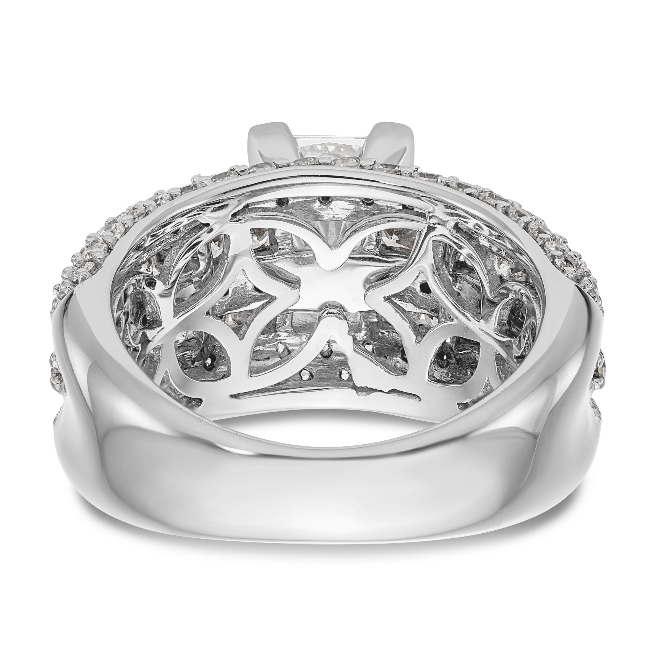 14K White Gold Diamond Peg Set Engagement Ring