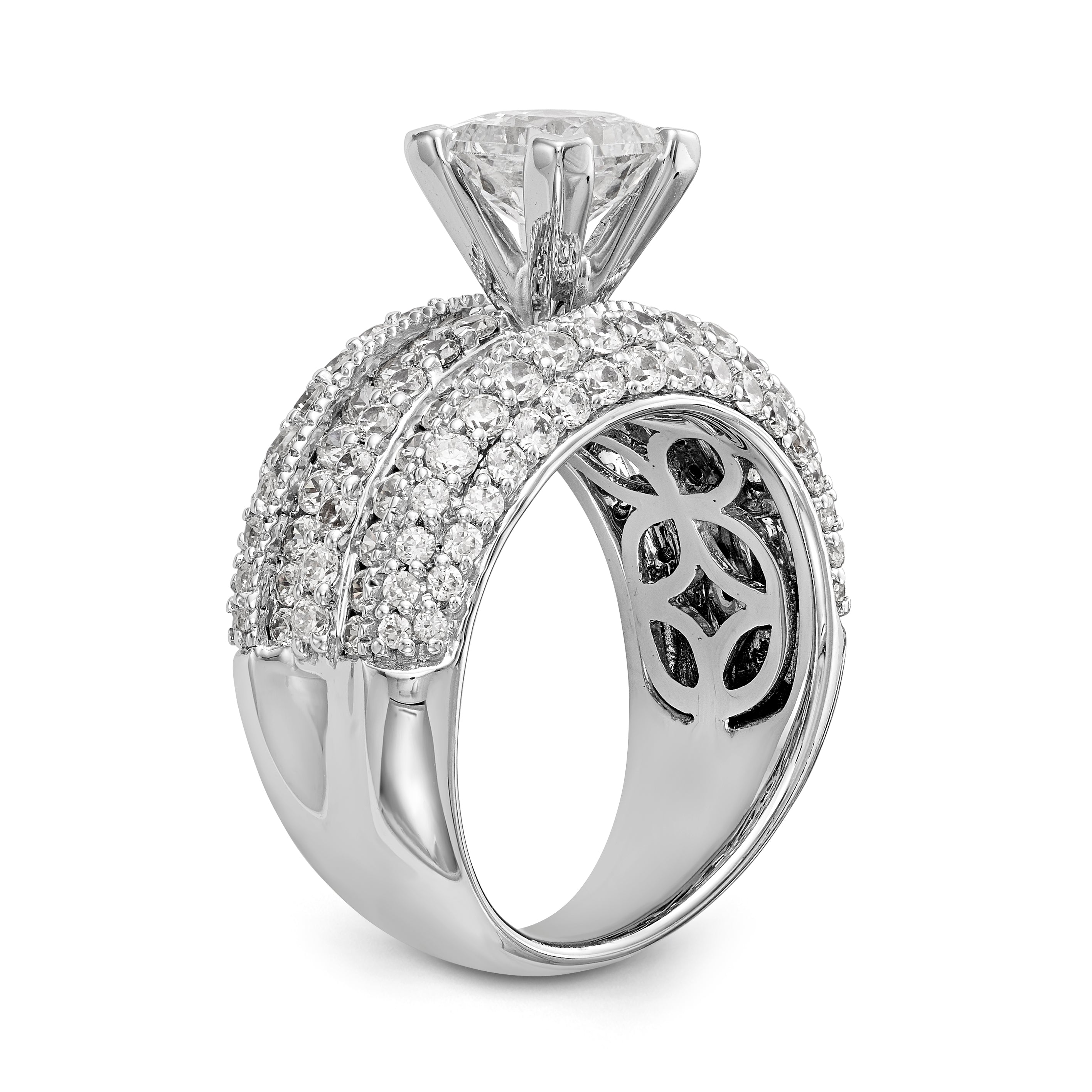 14K White Gold Diamond Peg Set Engagement Ring