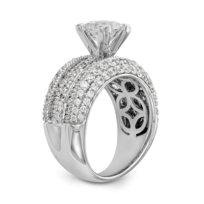 14K White Gold Diamond Peg Set Engagement Ring