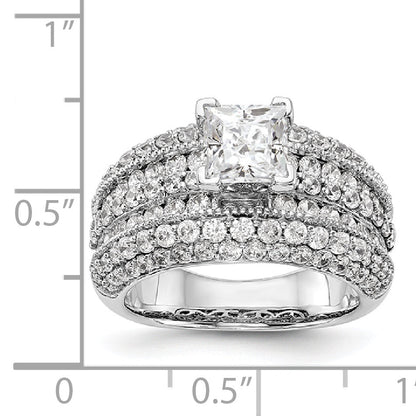14K White Gold Diamond Peg Set Engagement Ring