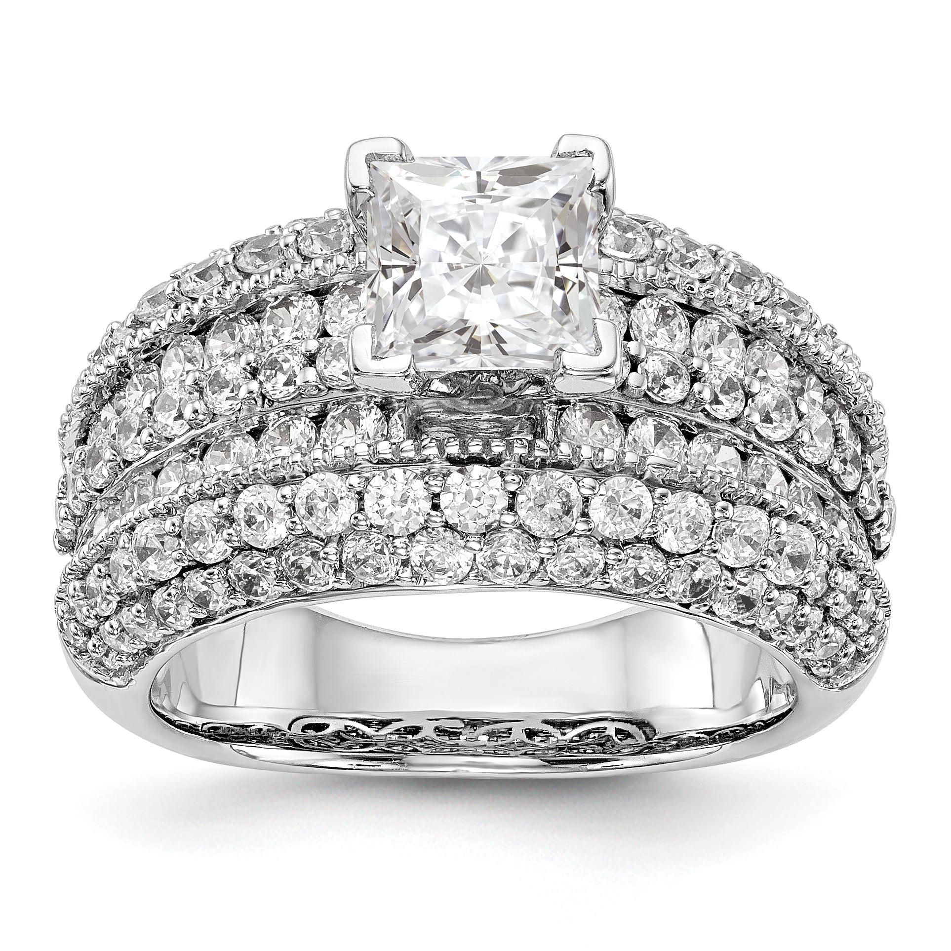 14K White Gold Diamond Peg Set Engagement Ring