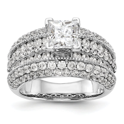 14K White Gold Diamond Peg Set Engagement Ring