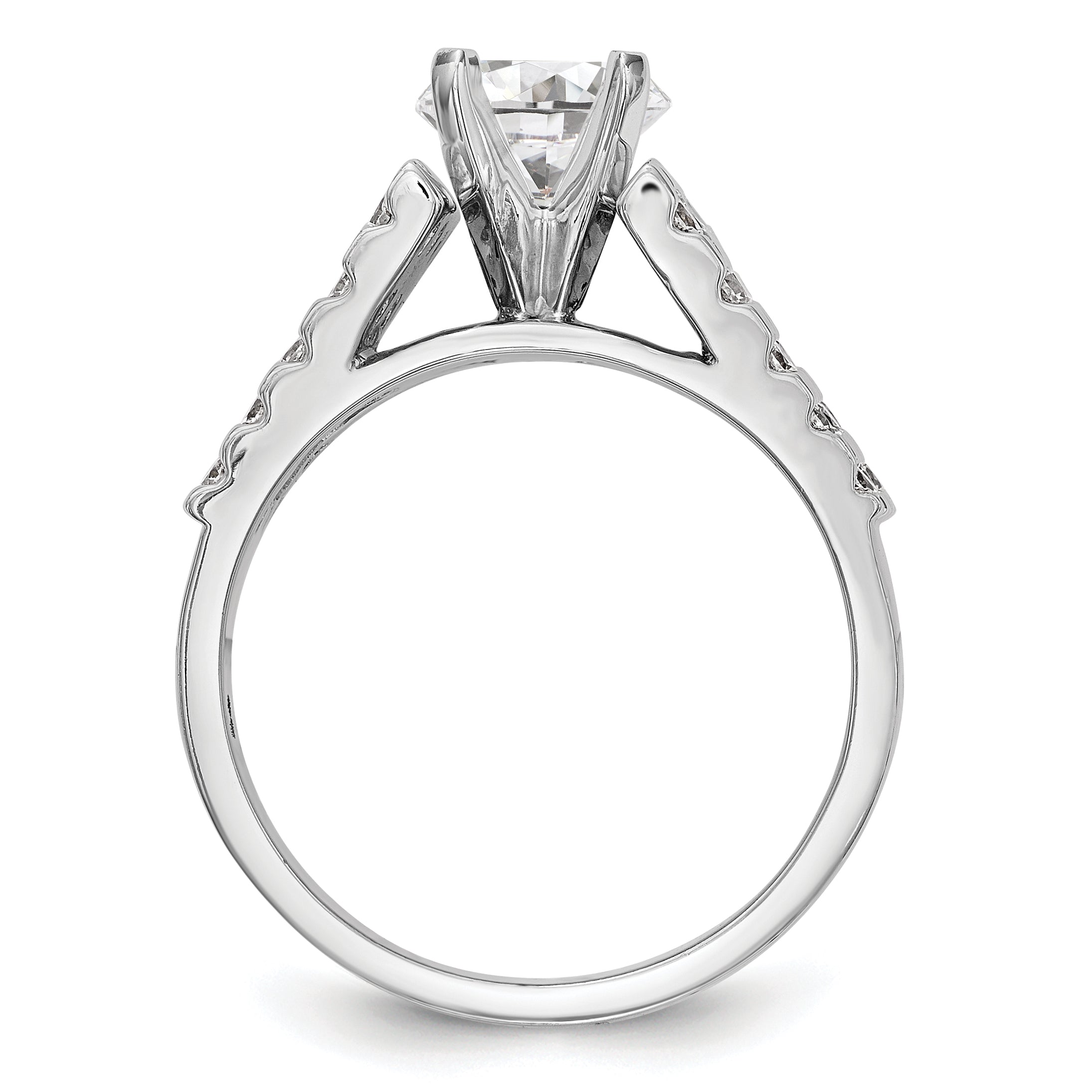 14K White Gold Diamond Peg Set Engagement Ring