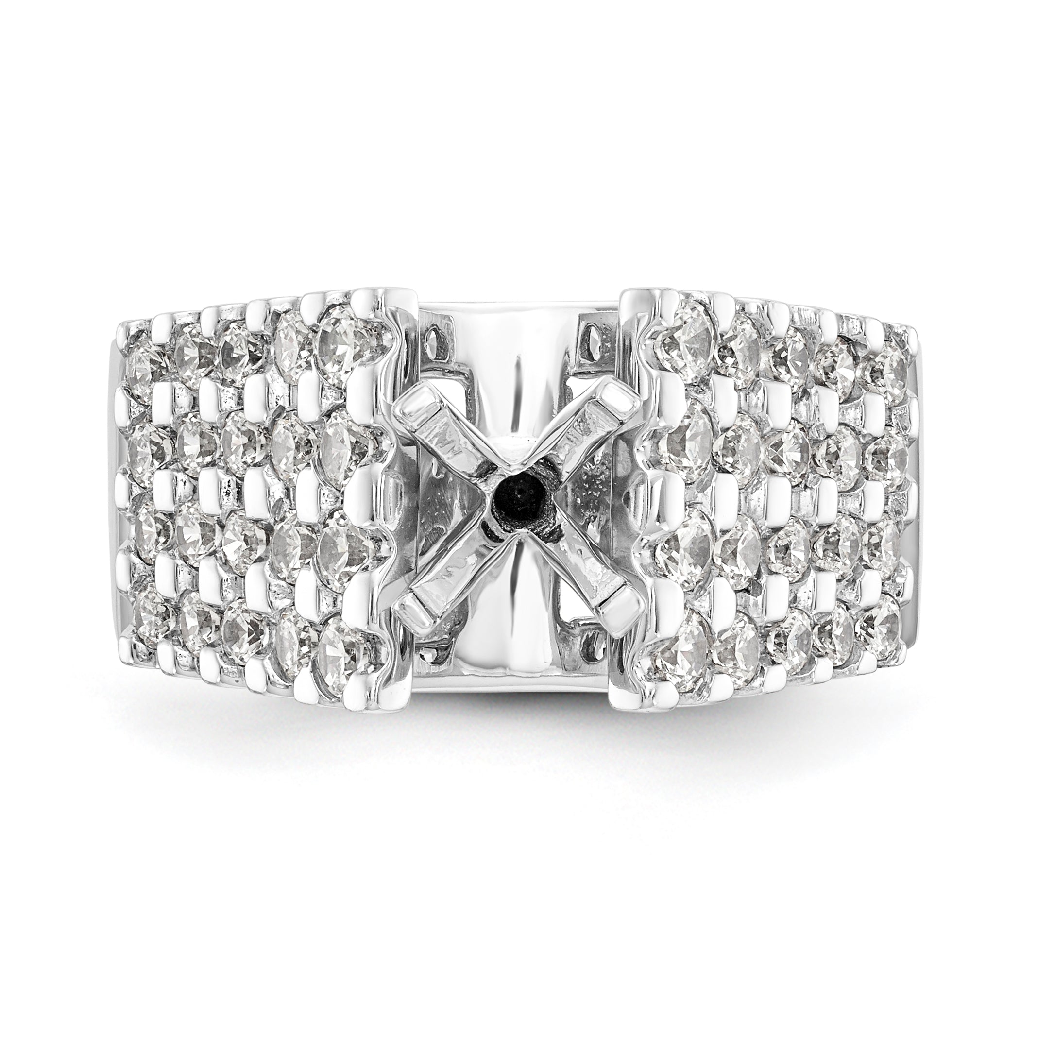 14K White Gold Diamond Peg Set Engagement Ring